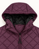 Eggplant The Savvy II plus size quilted jacket, hood and two-way zipper detail