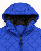 Midnight Blue The Savvy II plus size quilted jacket, hood and two-way zipper detail