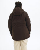 Chocolate The Siberian plus size heavy insulated softshell coat, back | Model is 5'6" and wears a 1X