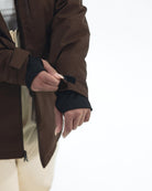 Chocolate The Siberian plus size heavy insulated softshell coat, ninja cuff with thumbhole detail