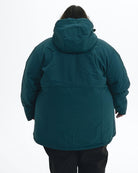 Deep Lagoon The Siberian plus size heavy insulated softshell coat, back | Model is 5'4" and wears a 5X