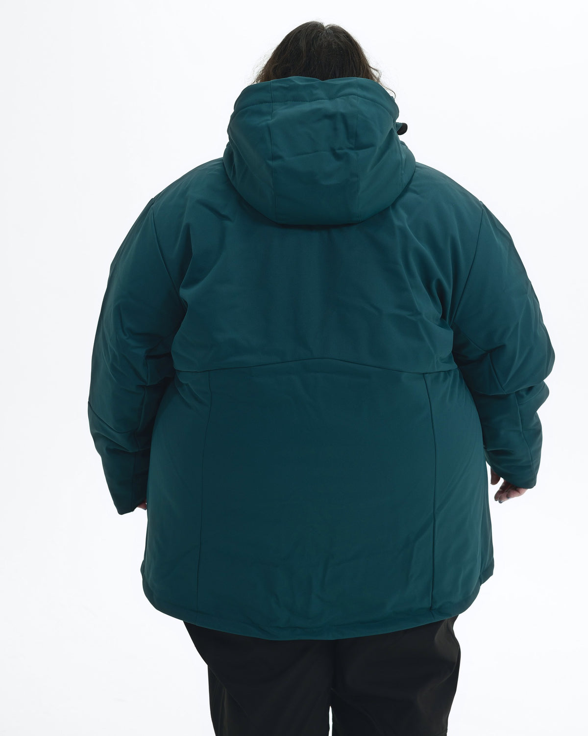Deep Lagoon The Siberian plus size heavy insulated softshell coat, back | Model is 5'4" and wears a 5X