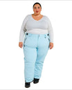 Light blue snow pants from Snow Country Outerwear for plus size women ski gear
