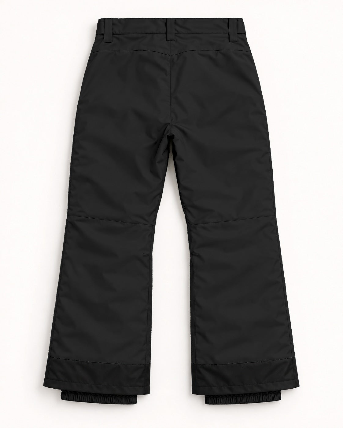 Black women's plus size insulated ski pants, sizes 1X to 6X, flat lay, back