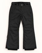 Black women's plus size insulated ski pants, sizes 1X to 6X, flat lay, front