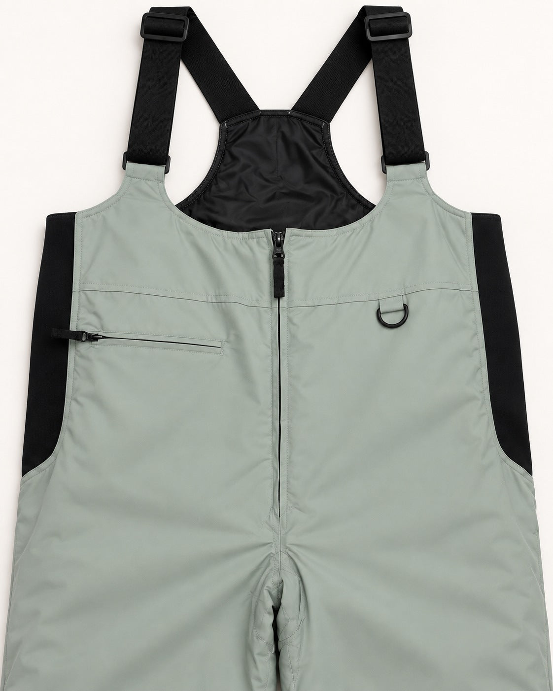 Green Lily women's plus size Vertex snow bib overalls, sizes 1X to 6X, chest zip pocket, D-ring and black stretch side panel detail