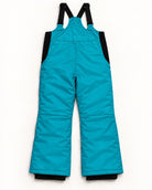 Teal women's plus size Vertex snow bib overalls, sizes 1X to 6X, flat lay, back
