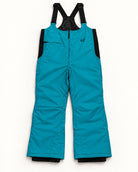 Teal women's plus size Vertex snow bib overalls, sizes 1X to 6X, flat lay, front