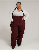 Burgundy snow bib overalls from Snow Country Outerwear Women’s Plus Size Vertex Ski Bibs