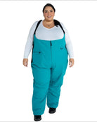 Teal Snow Bib Overalls for Women in Plus Size Snow Country Outerwear Collection