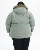 Green Lily The Sugar Coat II plus size insulated snow jacket, back | Model is 5'4" and wears a 5X