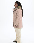 Pink Blush The Sugar Coat II plus size insulated snow jacket, side | Model is 5'6" and wears a 1X