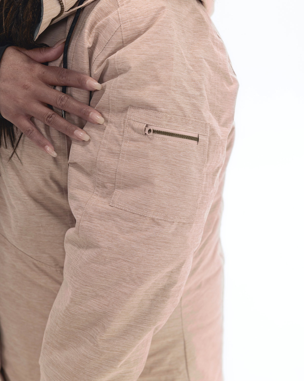 Pink Blush The Sugar Coat II plus size insulated snow jacket, sleeve zip pocket detail