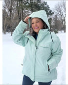 Light green hooded insulated snowboarding winter jacket for women in plus size Sugarcoat Outerwear
