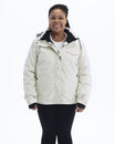 Soap Stone Sugarcoat plus size insulated snow jacket, front | Model is 5'6" and wears a 1X