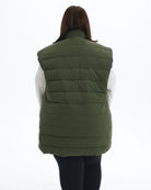 Scout Green Tempo II women's plus size insulated vest, back | Model is 5'4" and wears a 3X