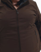 Chocolate The Venus plus size fleece lined soft shell jacket, front zip detail