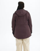 Eggplant The Venus plus size fleece lined soft shell jacket, back | Model is 5'6" and wears a 1X
