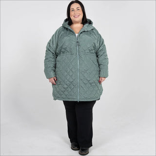 Women’s Plus Size 1X-6X Quilted Long Jacket Savvy Transitional Mid Weight