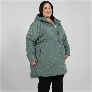 Women’s Plus Size 1X-6X Quilted Long Jacket Savvy Transitional Mid Weight