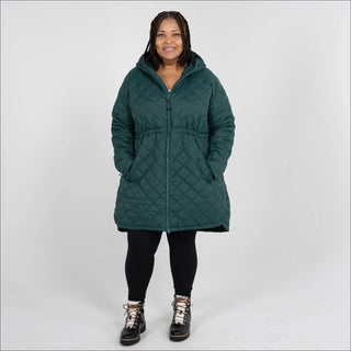 Women’s Plus Size 1X-6X Quilted Long Jacket Savvy Transitional Mid Weight