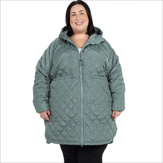 Women’s Plus Size 1X-6X Quilted Long Jacket Savvy Transitional Mid Weight