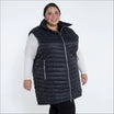 Black quilted puffer vest for women plus size long insulated outerwear Pristine