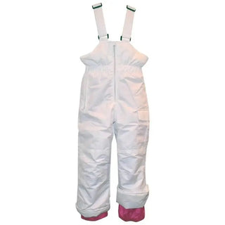 White snow bib with pink cuffs from Pulse Toddler Snow Suits for girls