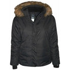 Black puffer jacket with fur-trimmed hood from Pulse Women’s Plus Size Ski Jacket collection