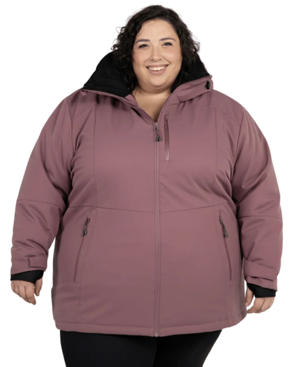 Black Cherry The Siberian plus size heavy insulated softshell coat, front