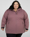 Black Cherry The Siberian plus size heavy insulated softshell coat, front on model