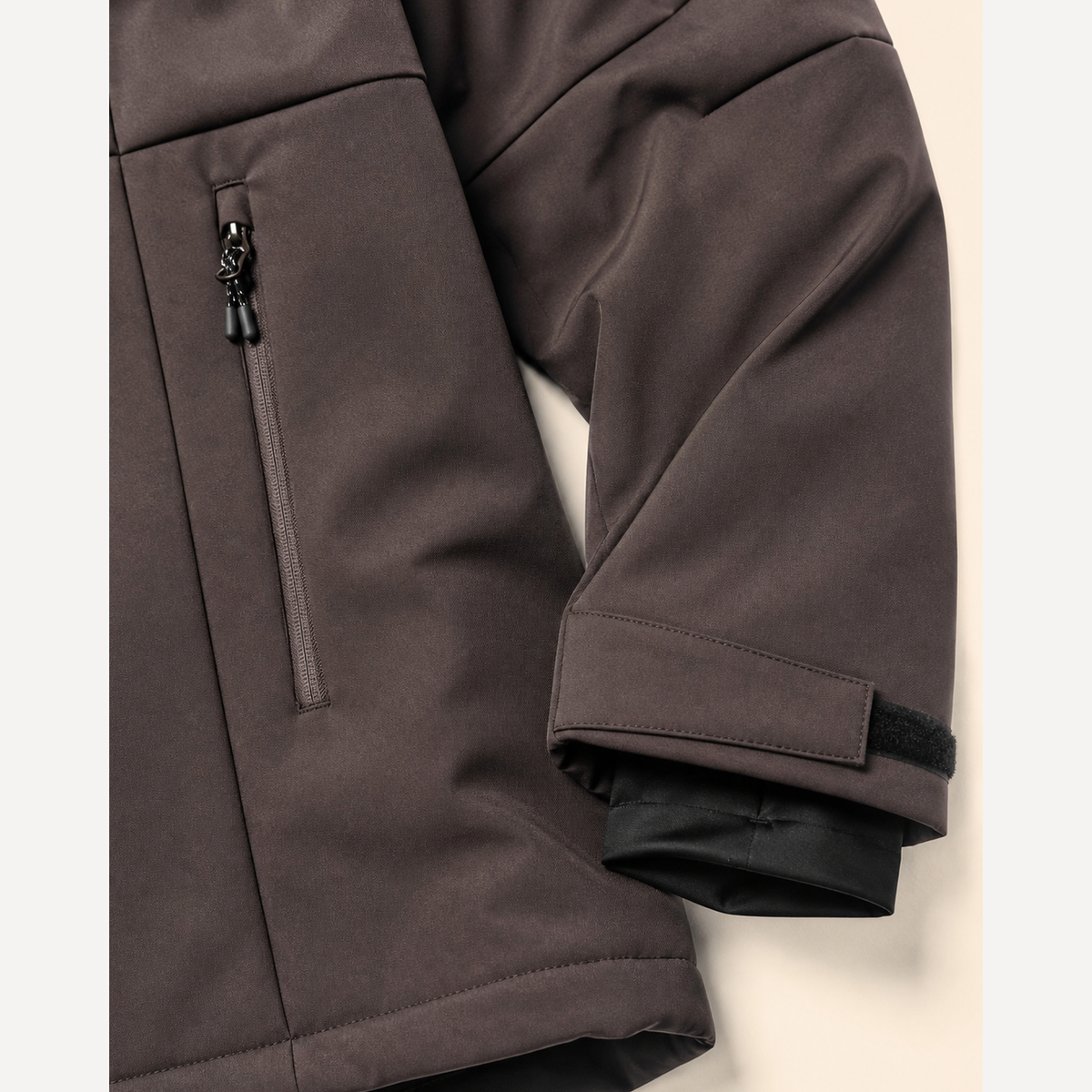 Chocolate Siberian plus size heavy insulated winter coat, sizes 1X to 6X, pocket and cuff detail