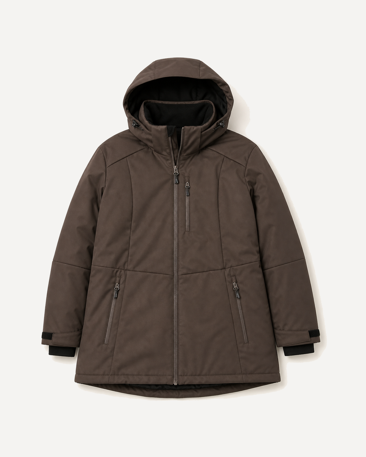 Chocolate The Siberian plus size heavy insulated softshell coat, sizes 1X to 6X, front