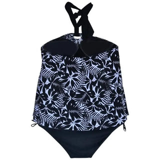 Black and white floral tankini swimsuit from Simply Fit Women’s Plus Size Halter Tankini Bikini Swimsuit Set