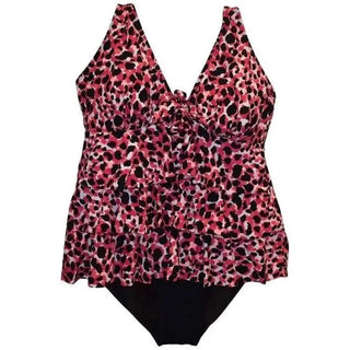 Pink and black leopard print tankini swimsuit from Simply Fit Plus Size Tankini Bikini Set