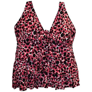 Pink and black leopard print tankini top from Simply Fit Women’s Plus Size Tankini Bikini Swimsuit Set