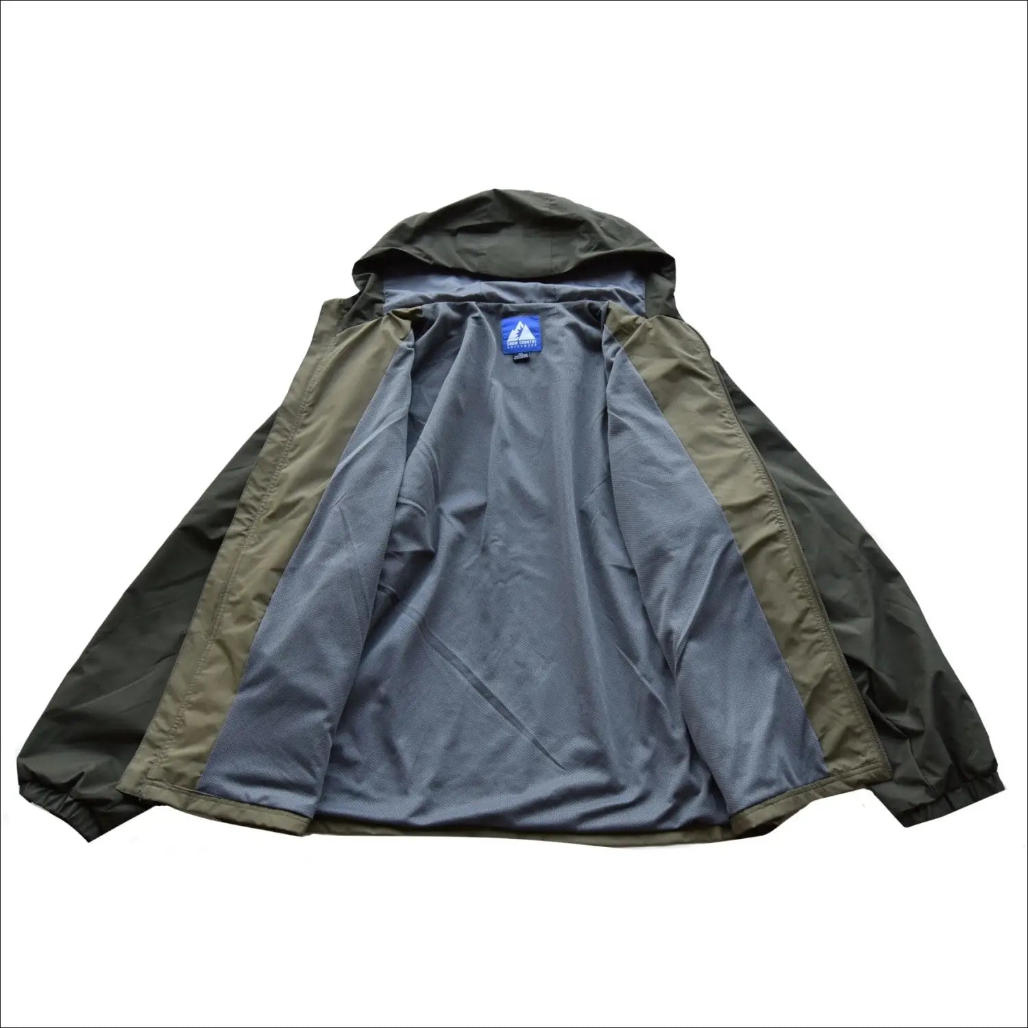 Open olive green hooded jacket from Snow Country Outerwear 3X-7X Men’s Big Rain Jacket Windbreaker Packable