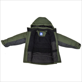 Open green and gray winter jacket from Snow Country Outerwear Boys Snowsuit collection