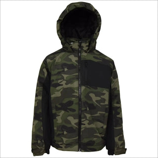 Camouflage hooded insulated snow jacket for boys from Snow Country Outerwear