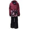 Burgundy floral ski suit for girls from Snow Country Outerwear winter snow set