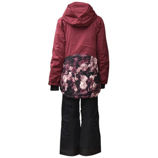 Burgundy floral ski suit for girls from Snow Country Outerwear Winter Snow Set