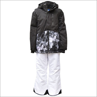 Snow Country Outerwear Girls Big Youth 2 Pc Snow Suit Ski Jacket and Pants Set Peony S-L - Small (7/8) / Black - Kids