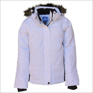 Snow Country Outerwear Girls Big Youth Insulated Ski Jacket Coat Aspens Calling S-L - S (7/8) / White Black - Kids