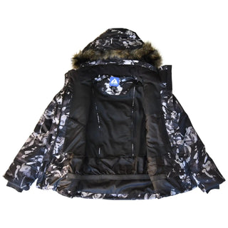 Open floral-patterned winter jacket from Snow Country Outerwear for girls aged 7-16