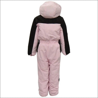 Pink and black hooded snow suit for girls from Snow Country Outerwear Youth Jr One Piece Snow Suit