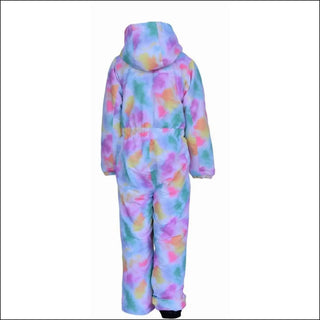 Colorful tie-dye snow suit for girls, Snow Country Outerwear youth one-piece coveralls
