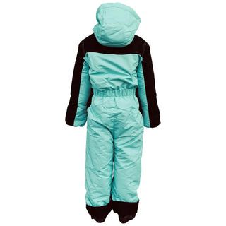 Aqua and black snow suit for little girls from Snow Country Outerwear winter coveralls