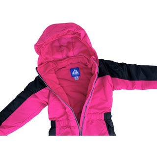Pink and black hooded winter coat for girls in Snow Country Outerwear snowsuit coveralls
