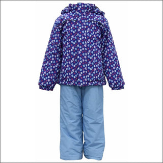 Snow Country Outerwear Little Girls Winter Snowsuit Ski Jacket and Snow Pants Set S-L - Small / Purple Hearts - Kid’s