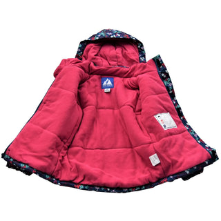 Open floral-patterned winter coat with pink lining from Snow Country Outerwear Little Girls Snowsuit Set